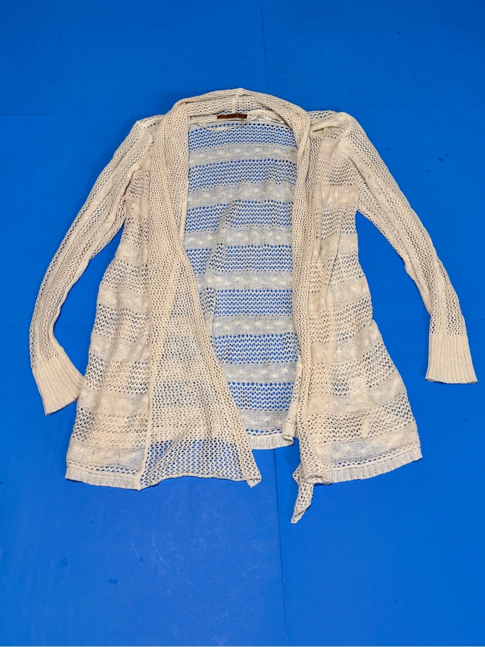 Belldini Open-Knit Cream Women's Cardigan Sweater
